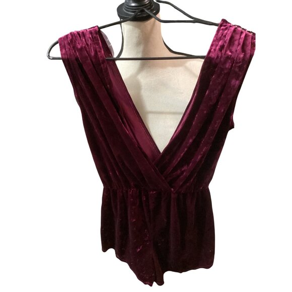 Velvet Burgundy Womens Romper With Cross Front & Cap Sleeves*XL*Sissy*NWOT - Picture 8 of 8